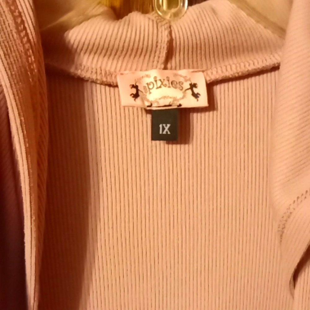 Pixies 1x Mauve Open Front Long Sleeve With Hoodi… - image 2